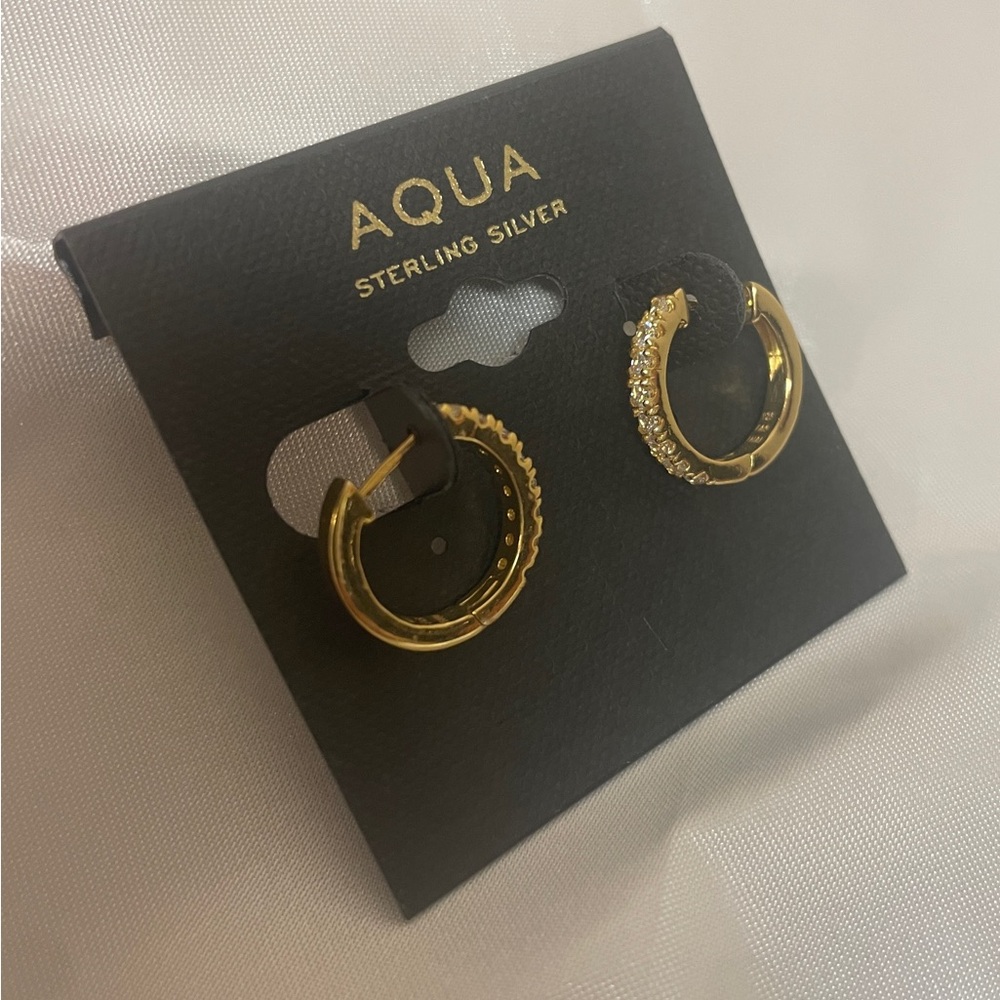 (3) pairs Aqua Gold plated Earrings - Picture 4 of 14